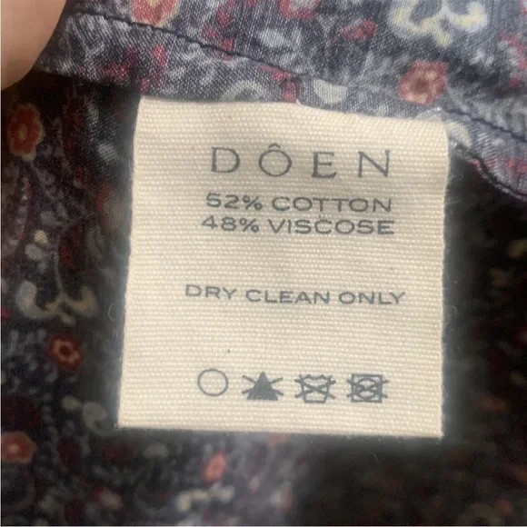 💋SOLD💋🍾🖤DÔEN ‘Clay’ Prairie Dress Wednesday Black/Blue Floral XS/S - Picture 9 of 10